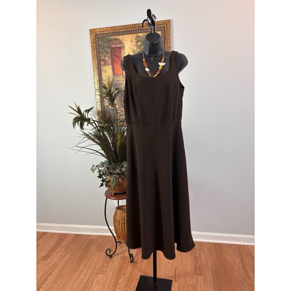 Positive Women Dress M Sleeveless Brown Lined Zipper Back Goth Core Dopamine